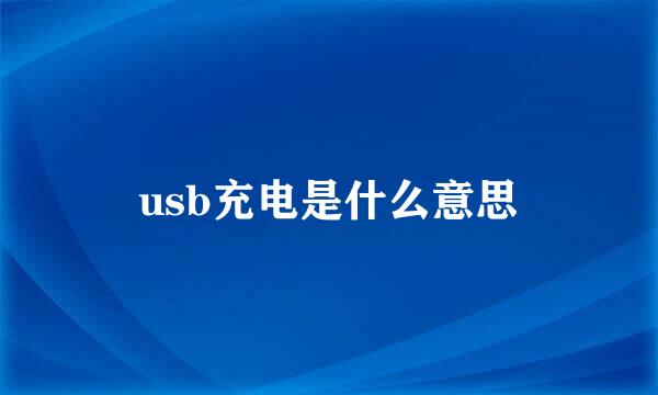 usb充电是什么意思