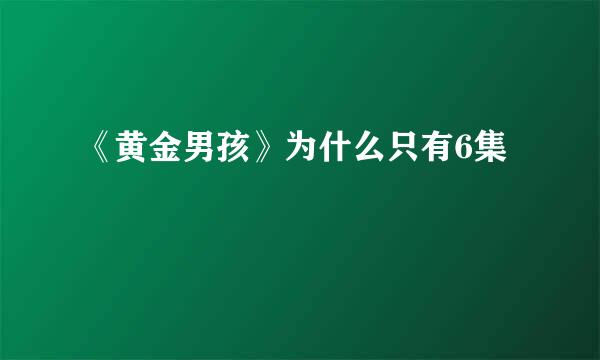 《黄金男孩》为什么只有6集