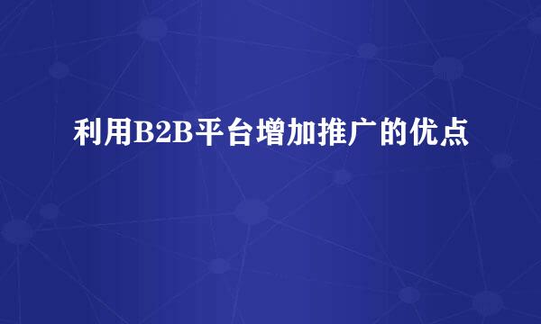 利用B2B平台增加推广的优点