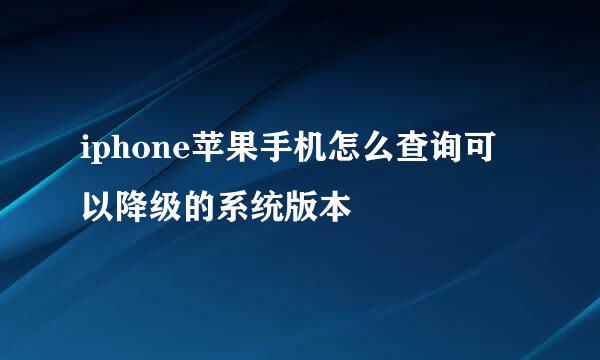 iphone苹果手机怎么查询可以降级的系统版本