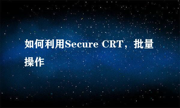 如何利用Secure CRT，批量操作