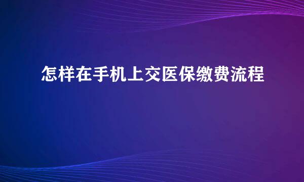 怎样在手机上交医保缴费流程
