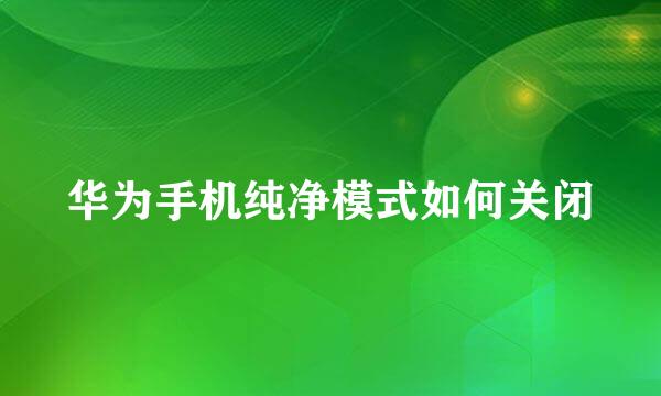 华为手机纯净模式如何关闭