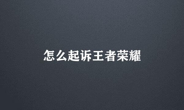 怎么起诉王者荣耀