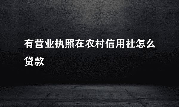 有营业执照在农村信用社怎么贷款