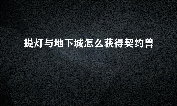 提灯与地下城怎么获得契约兽