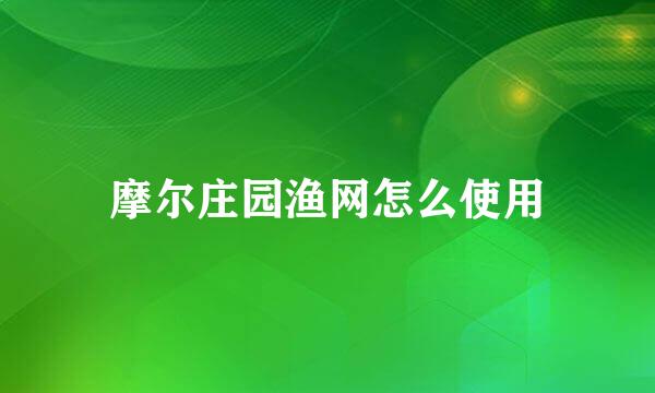摩尔庄园渔网怎么使用