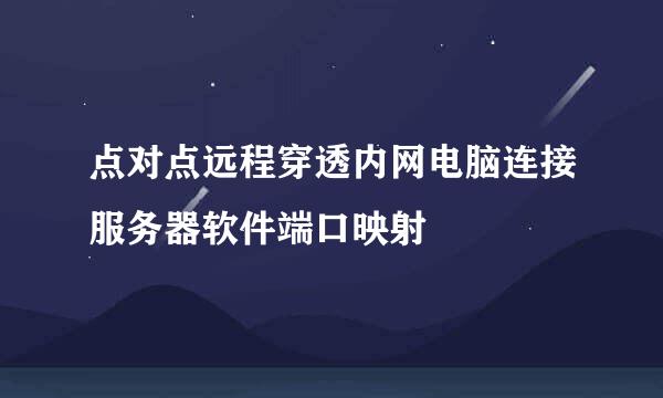 点对点远程穿透内网电脑连接服务器软件端口映射