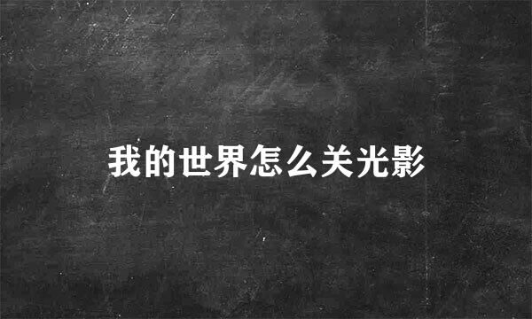 我的世界怎么关光影