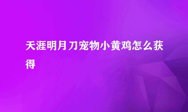 天涯明月刀宠物小黄鸡怎么获得