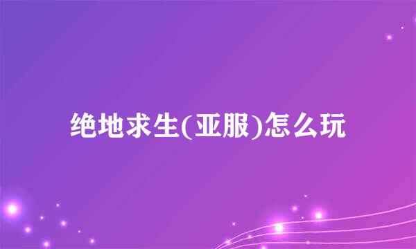 绝地求生(亚服)怎么玩