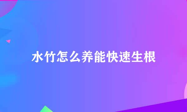 水竹怎么养能快速生根