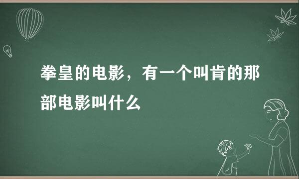 拳皇的电影,有一个叫肯的那部电影叫什么