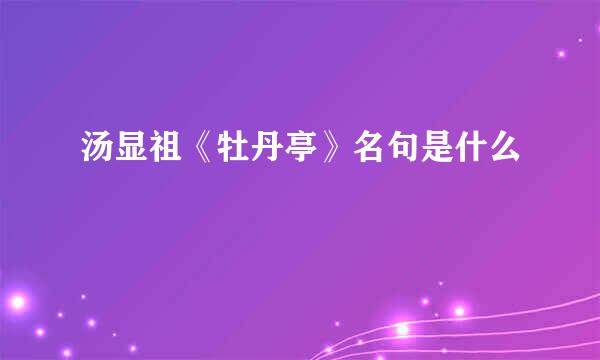 汤显祖《牡丹亭》名句是什么
