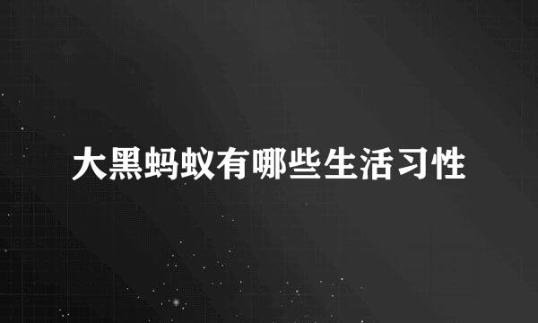大黑蚂蚁有哪些生活习性