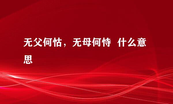 无父何怙，无母何恃  什么意思