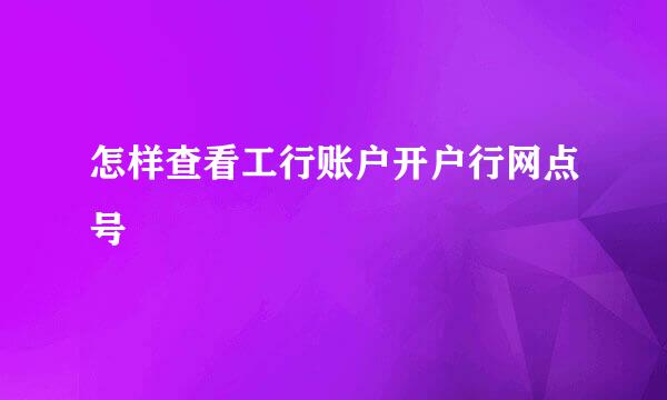 怎样查看工行账户开户行网点号