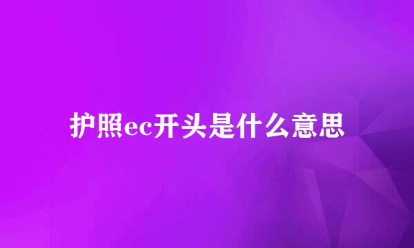 护照ec开头是什么意思
