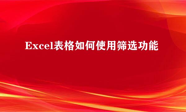 Excel表格如何使用筛选功能