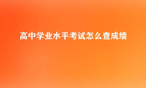 高中学业水平考试怎么查成绩