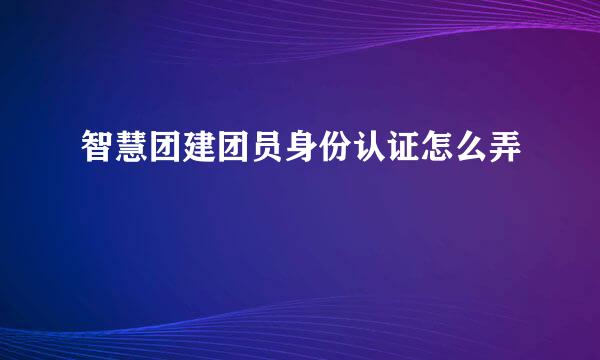 智慧团建团员身份认证怎么弄