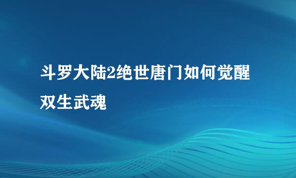 斗罗大陆2绝世唐门如何觉醒双生武魂
