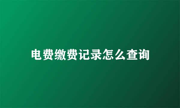 电费缴费记录怎么查询