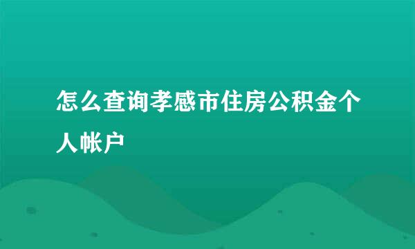 怎么查询孝感市住房公积金个人帐户