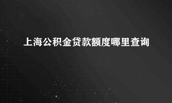 上海公积金贷款额度哪里查询