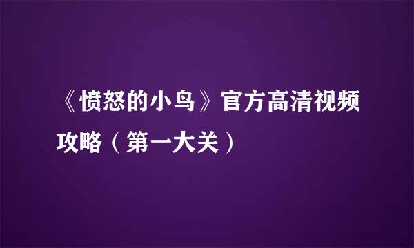 《愤怒的小鸟》官方高清视频攻略（第一大关）