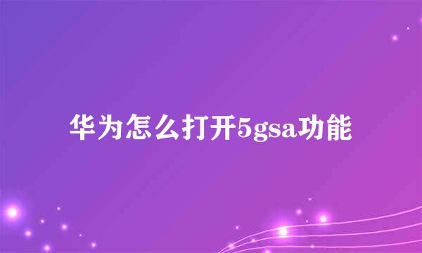 华为怎么打开5gsa功能