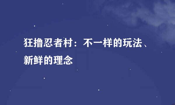 狂撸忍者村：不一样的玩法、新鲜的理念