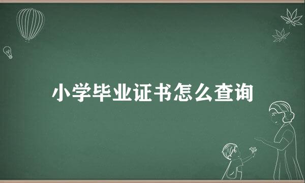小学毕业证书怎么查询