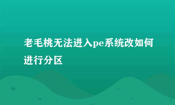 老毛桃无法进入pe系统改如何进行分区