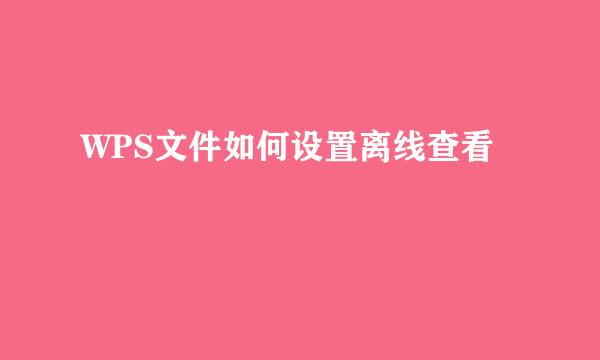 WPS文件如何设置离线查看