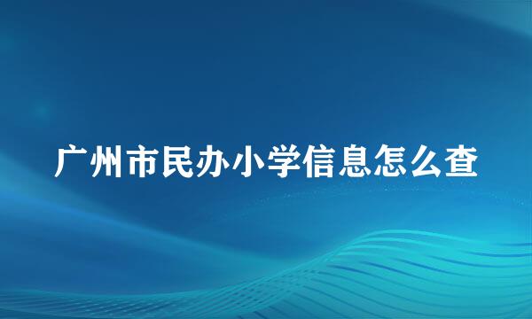 广州市民办小学信息怎么查