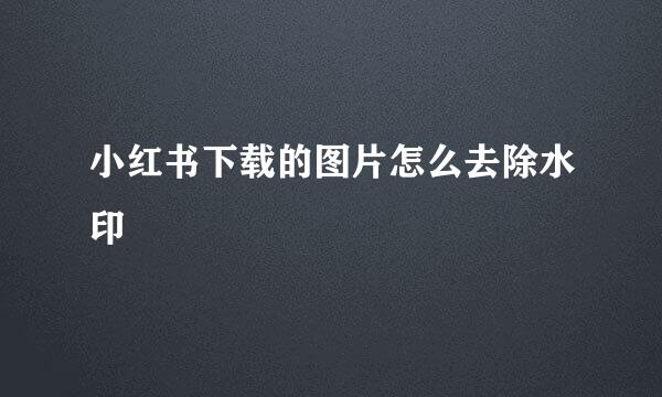 小红书下载的图片怎么去除水印