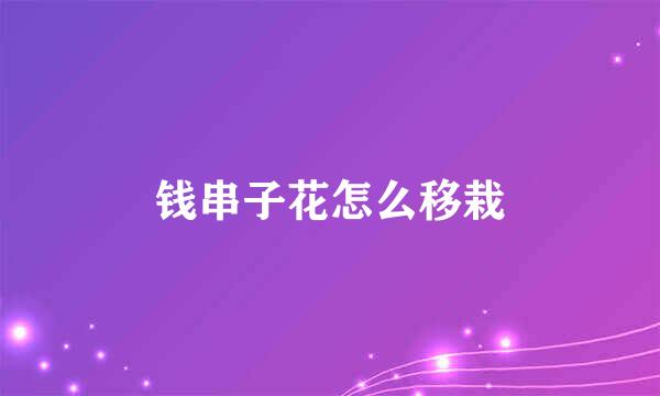 钱串子花怎么移栽