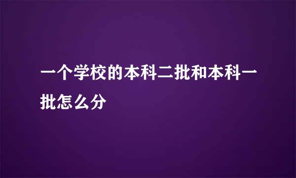 一个学校的本科二批和本科一批怎么分