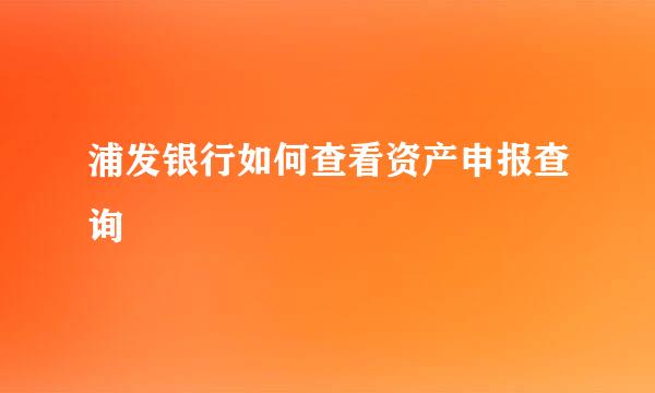 浦发银行如何查看资产申报查询