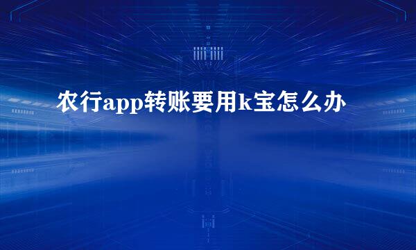 农行app转账要用k宝怎么办