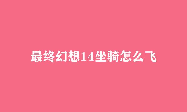 最终幻想14坐骑怎么飞