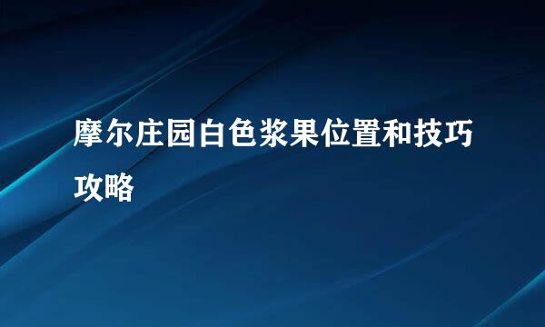 摩尔庄园白色浆果位置和技巧攻略