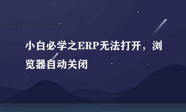 小白必学之ERP无法打开，浏览器自动关闭