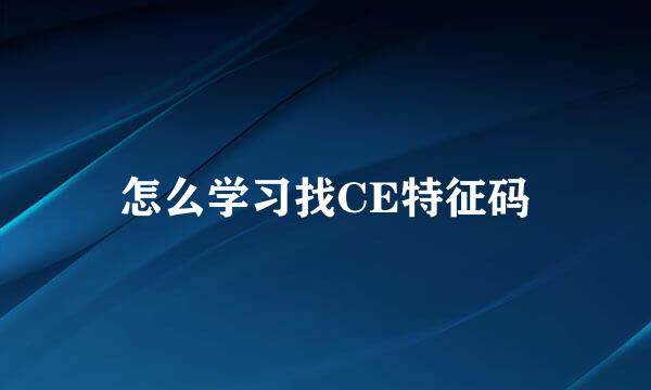 怎么学习找CE特征码