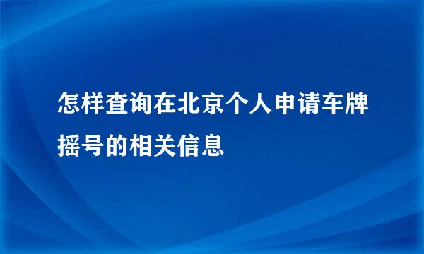 怎样查询在北京个人申请车牌摇号的相关信息