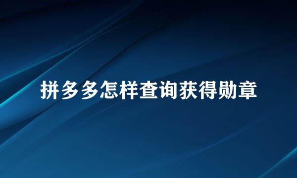 拼多多怎样查询获得勋章