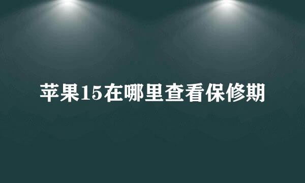 苹果15在哪里查看保修期