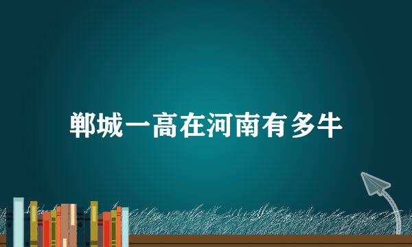 郸城一高在河南有多牛