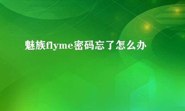 魅族flyme密码忘了怎么办